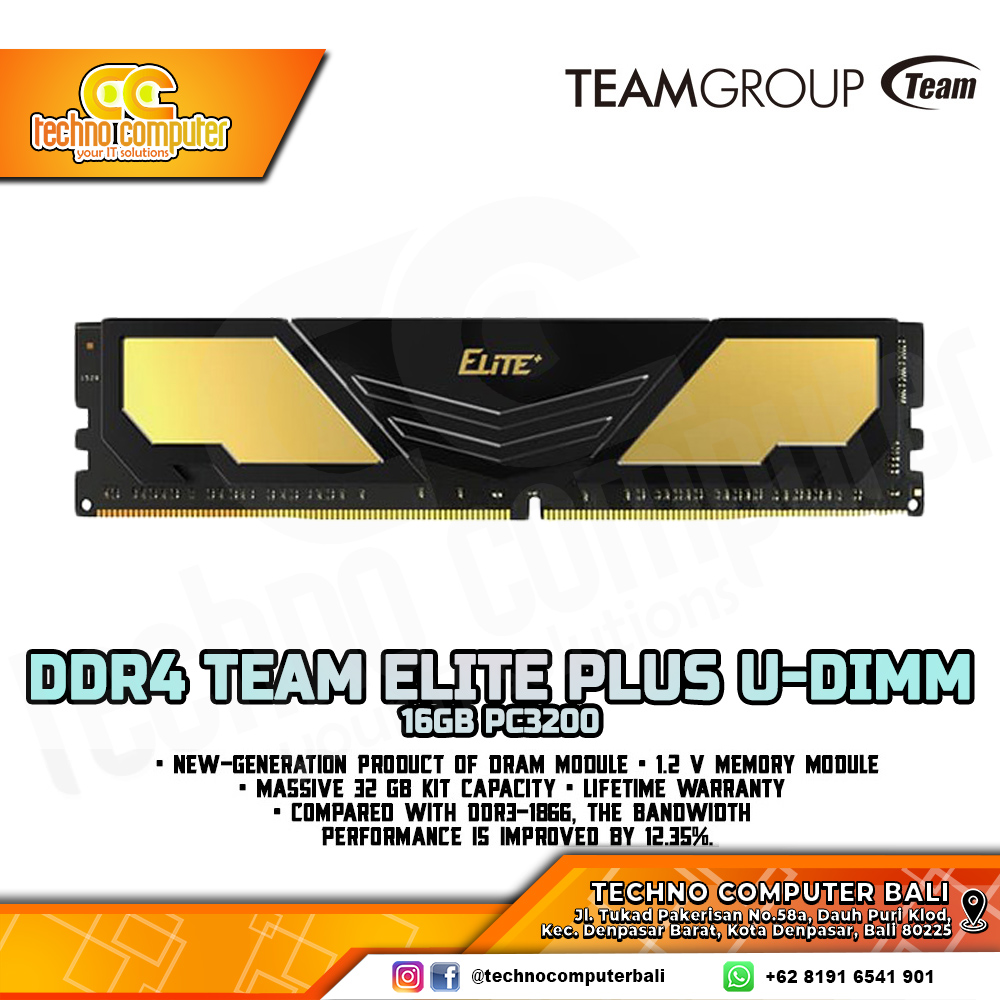 DDR4 TEAM ELITE PLUS 16GB (1x16GB) Single 3200MHz
