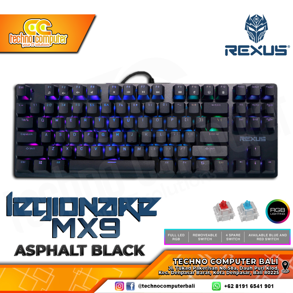 REXUS LEGIONARE MX9 TKL Black - Mechanical Brown Switch - Gaming Keyboard