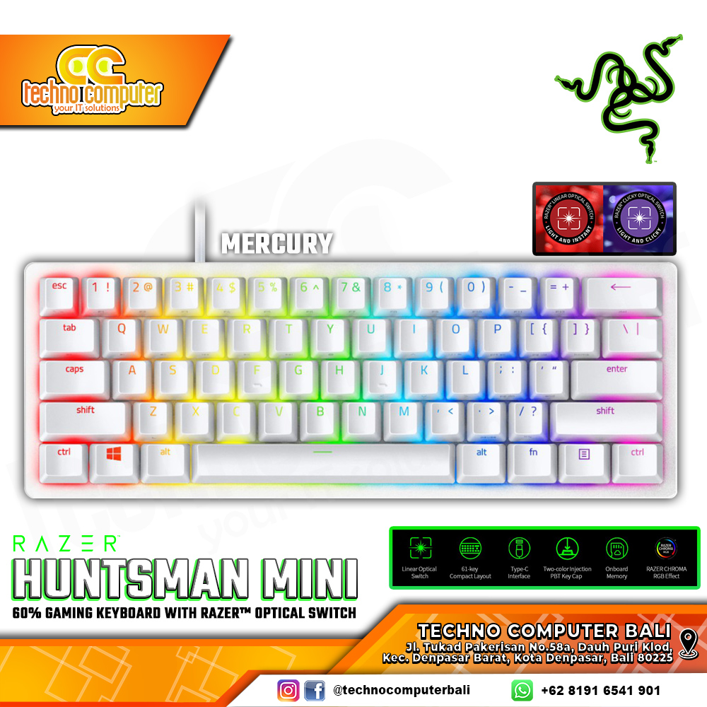 RAZER Huntsman Mini 60% White - Mechanical - Gaming Keyboard