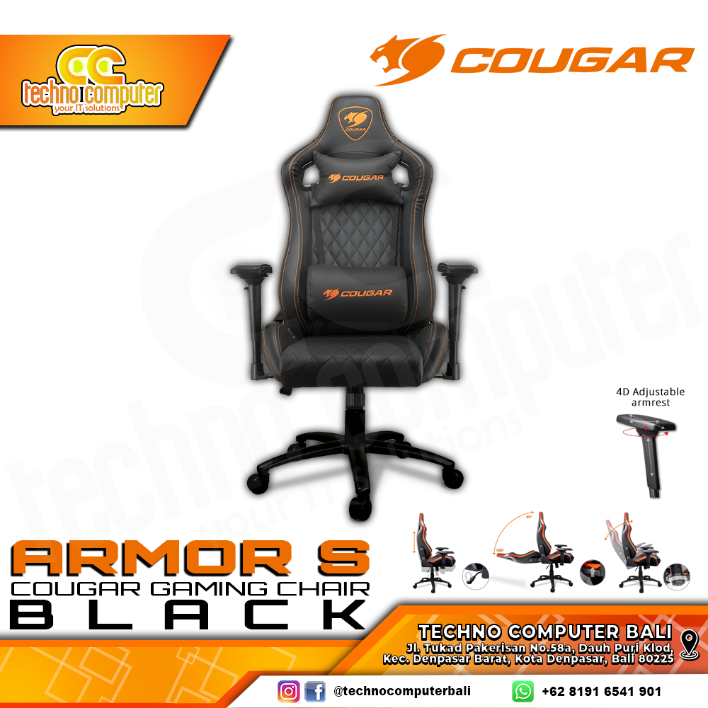KURSI GAMING COUGAR ARMOR S GAMING CHAIR 4D Armrest - ARMOR S BLACK