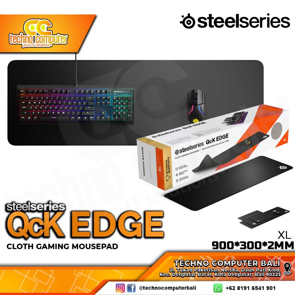 MOUSEPAD STEELSERIES QCK EDGE XL (900 x 300 x 2 mm) - Gaming Mousepad