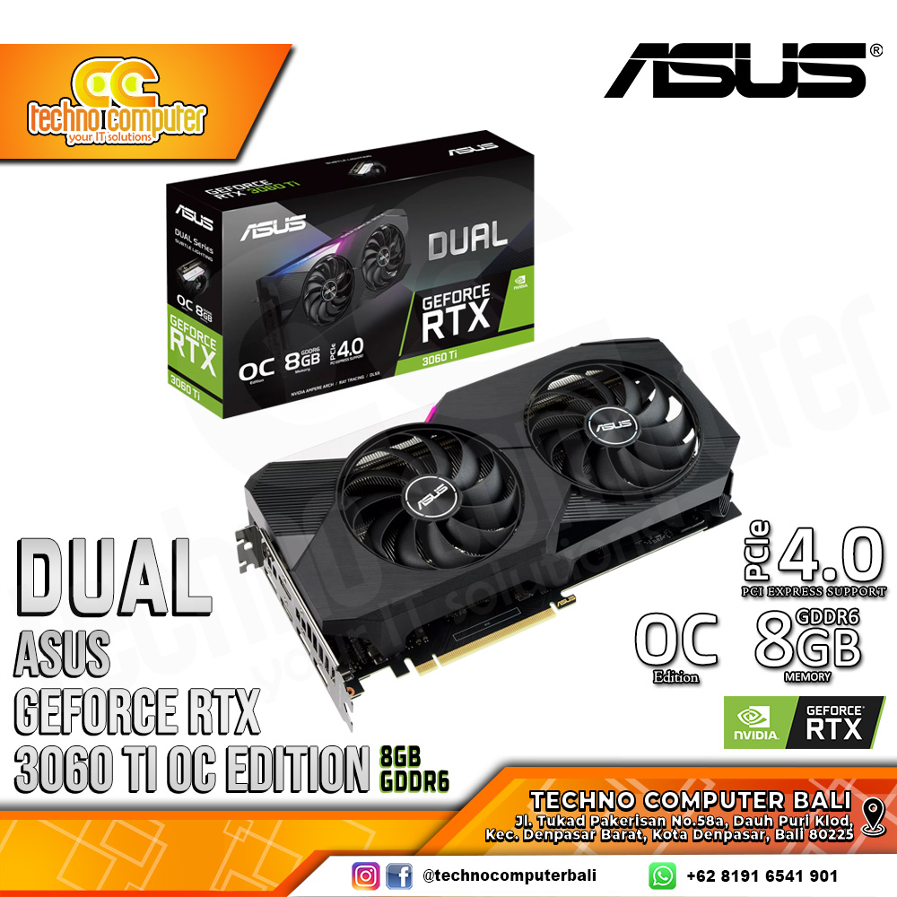 ASUS DUAL NVIDIA GeForce RTX 3060 Ti V2 OC Edition 8GB GDDR6