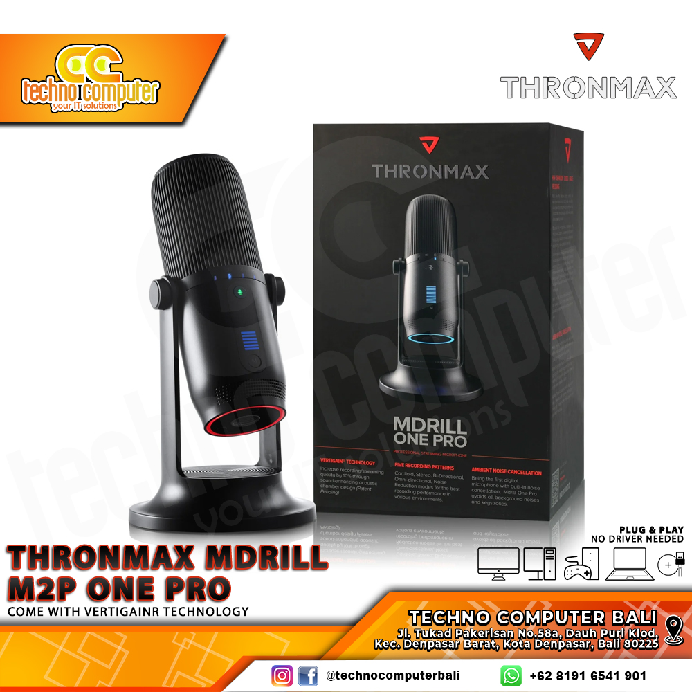 MICROPHONE THRONMAX MDRILL ONE PRO M2P-B Jet Black - USB Professional Condenser Microphone