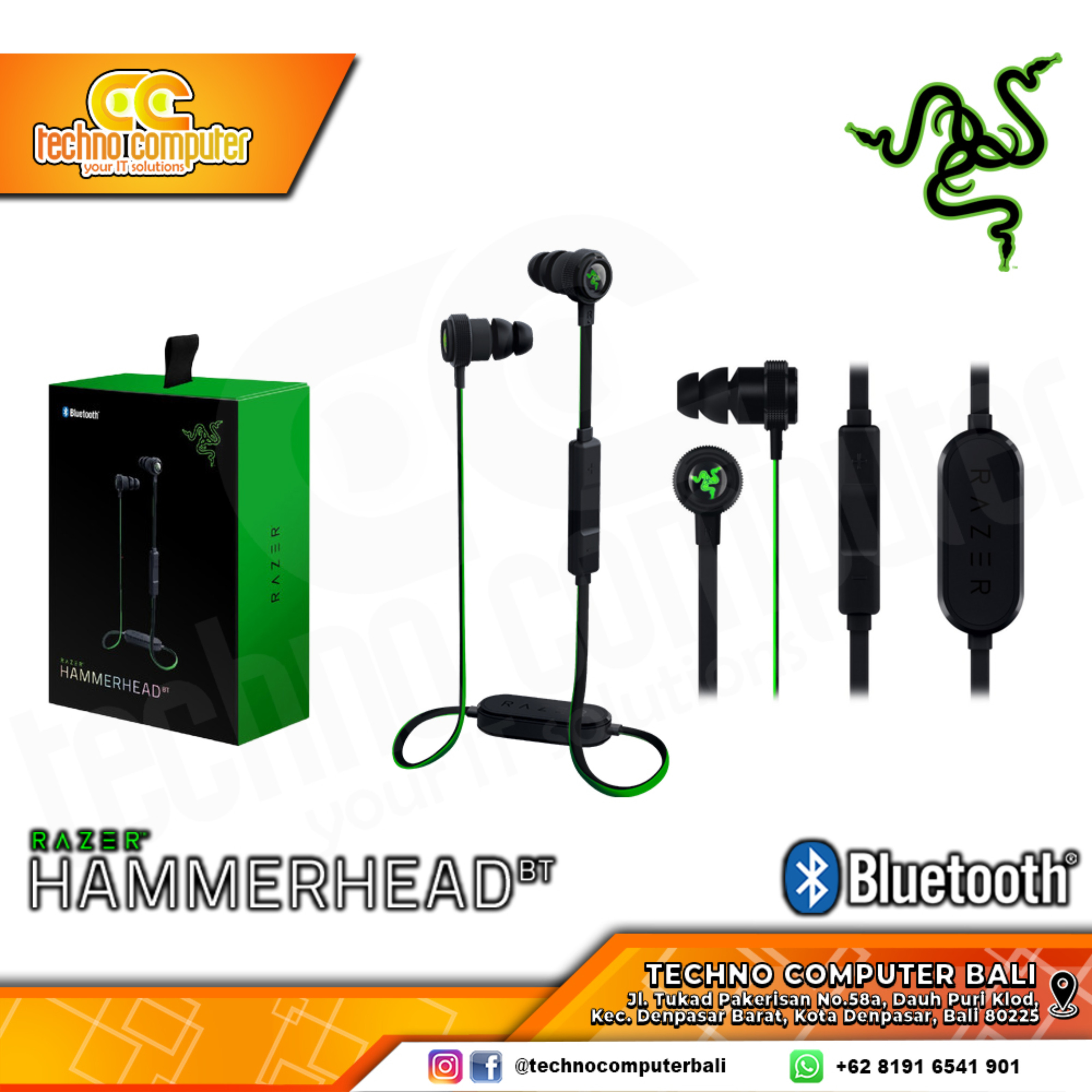 EARPHONE RAZER HAMMERHEAD Bluetooth - Gaming Earphone