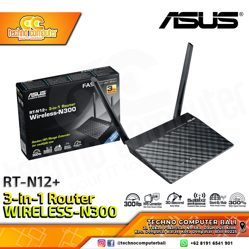ROUTER ASUS RT-N12+ N300 3in1 Access Point / Repeater / Wireless Router