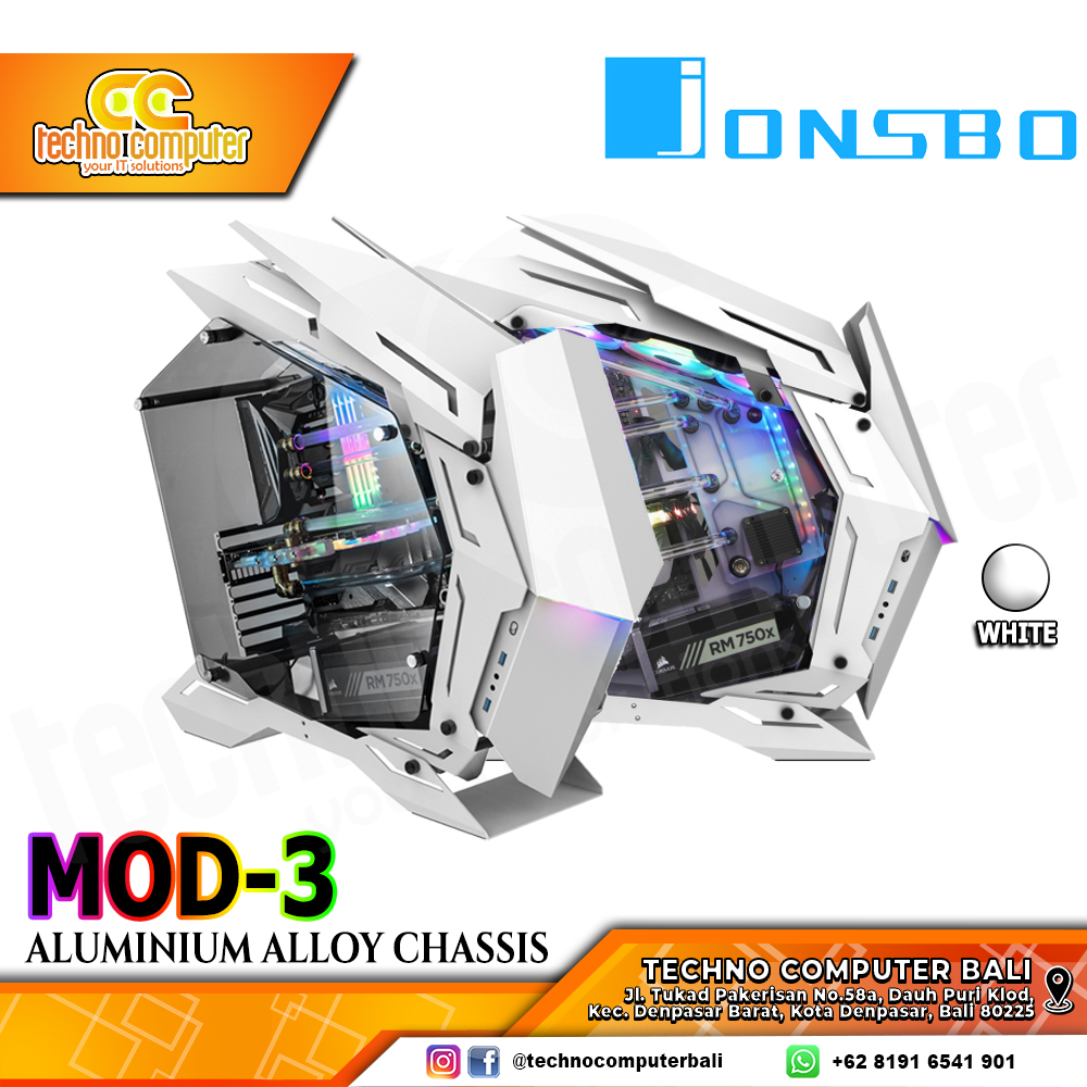 CASING JONSBO MOD3 White - Mid Tower E-ATX Case Tempered Glass
