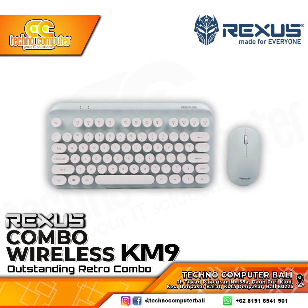 REXUS KM9 Combo Wireless Blue Mint - Office Keyboard & Mouse Wireless