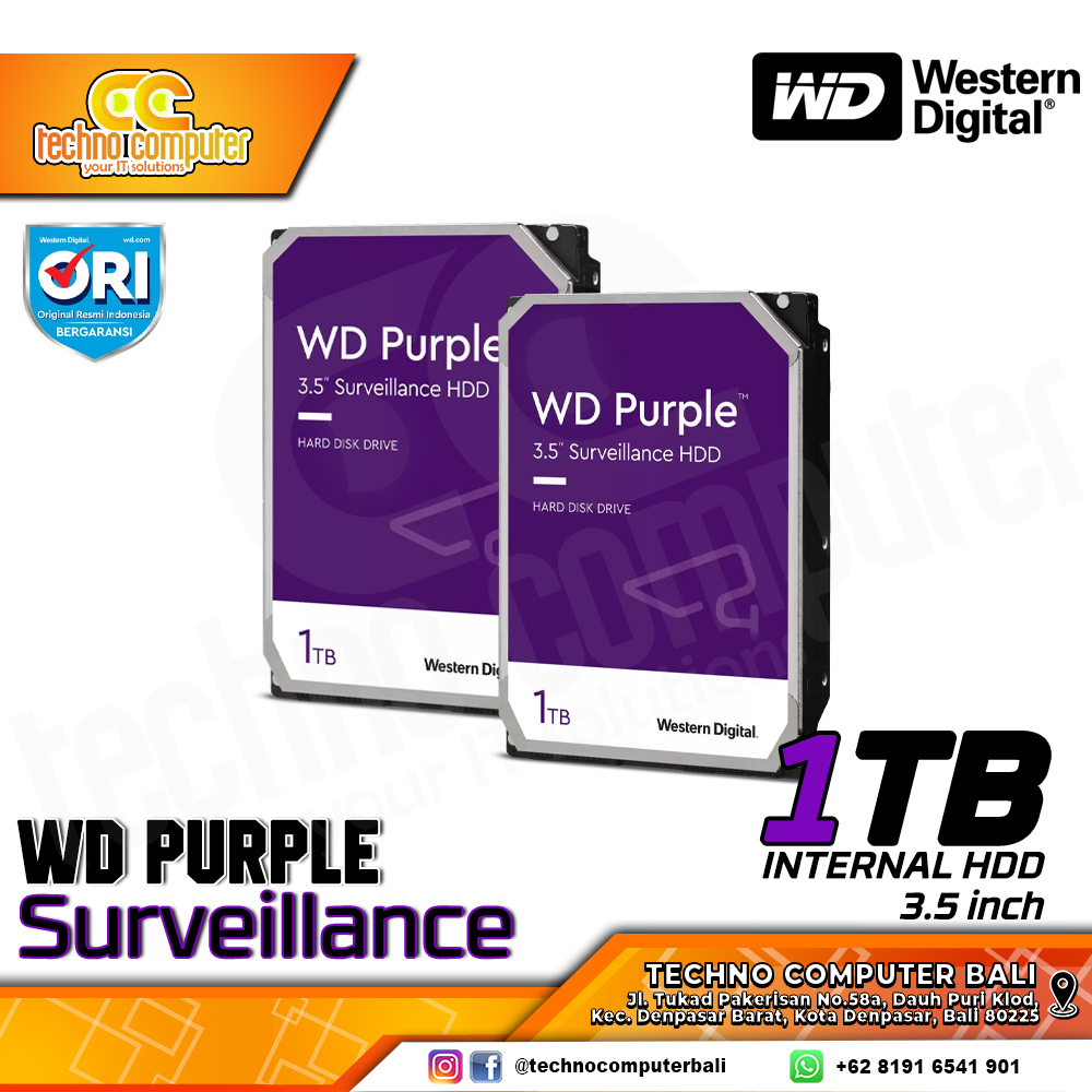 HDD INTERNAL CCTV 3.5 inch WD PURPLE Surveillance 1TB