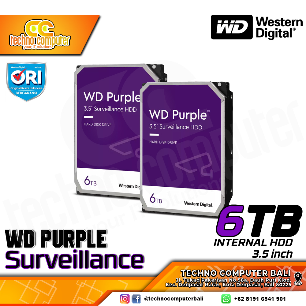 HDD INTERNAL CCTV 3.5 inch WD PURPLE Surveillance 6TB