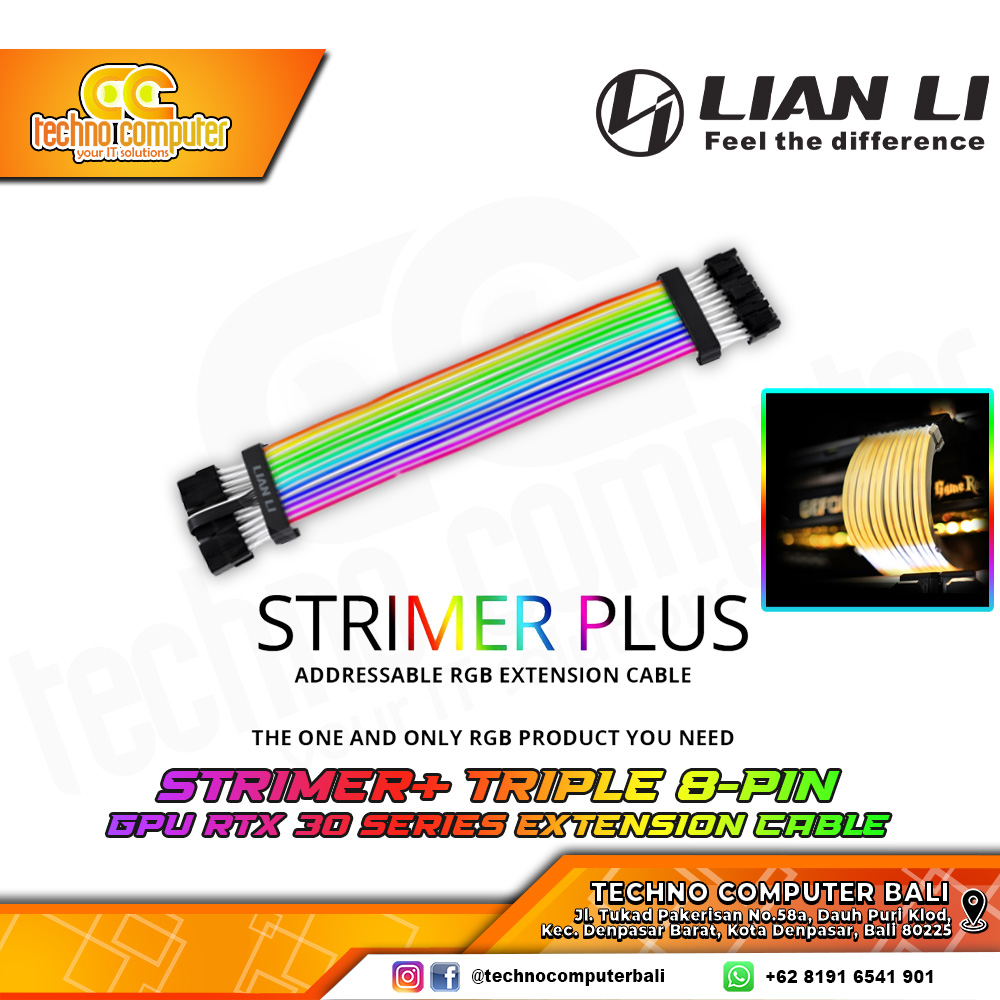 LIAN LI STRIMER PLUS A-RGB TRIPLE 8-PIN - GPU/VGA RTX 30 Series Extension Cable