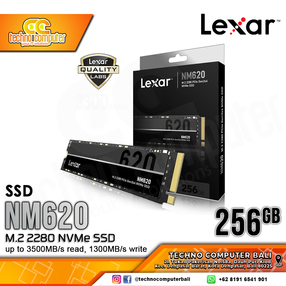 SSD LEXAR NM620 M.2 NVMe 2280 PCIe Gen3 x4 - 256GB