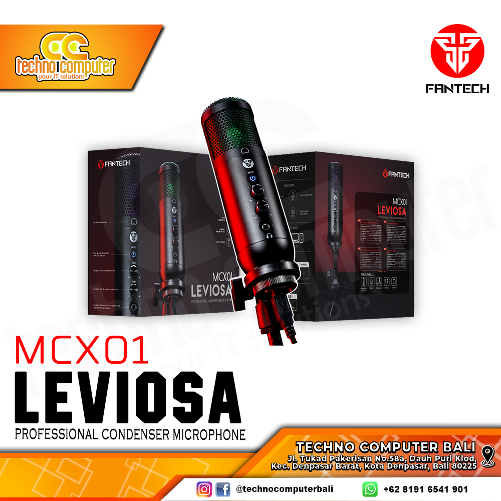 MICROPHONE FANTECH MCX01 LEVIOSA Dynamic Microphone USB