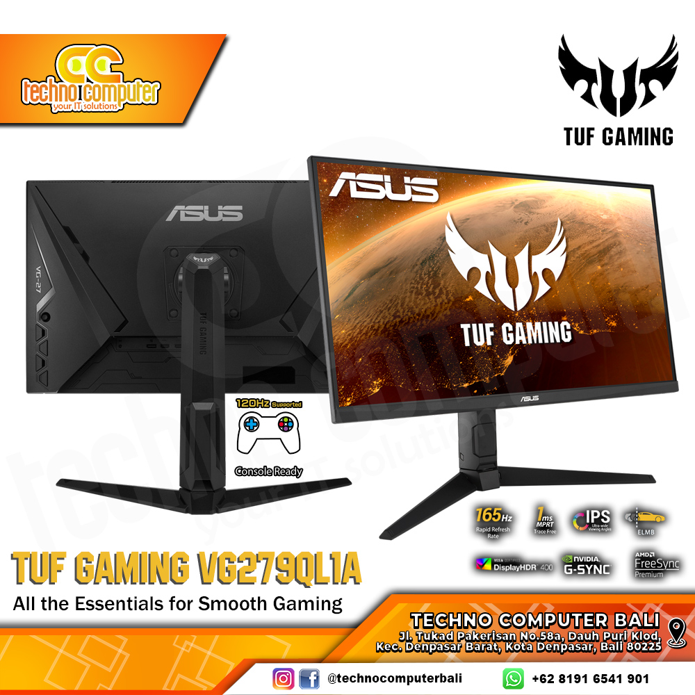 ASUS TUF GAMING VG279QL1A Gaming Monitor - 27 inch, FHD (1920 x 1080), IPS, 165Hz, 1ms, G-Sync