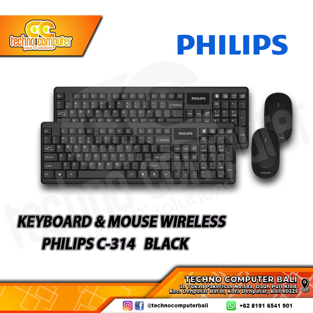 PHILIPS C-314 Wireless Black - Office Keyboard & Mouse Wireless