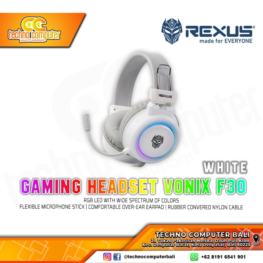 HEADSET REXUS VONIX F30 White - Gaming Headset