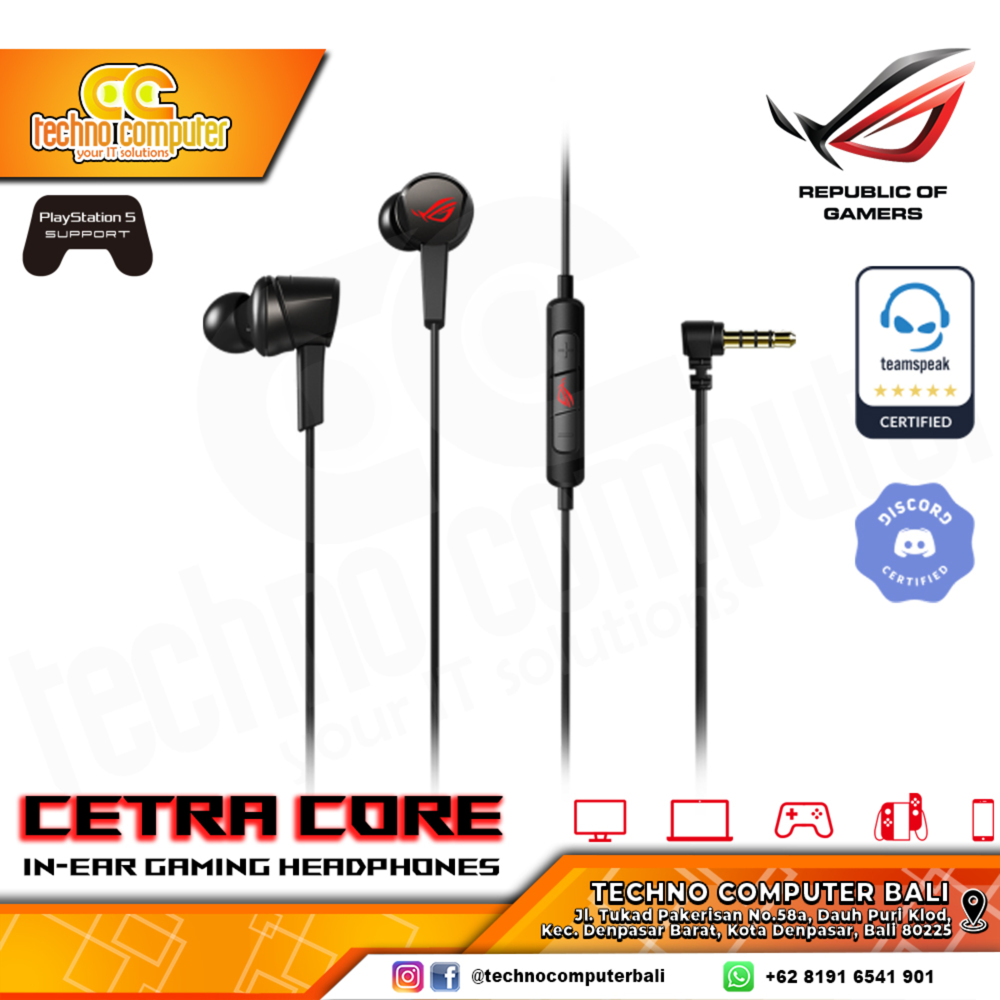 EARPHONE ASUS ROG Cetra Core In-Ear Gaming Headphones - Gaming Earphone