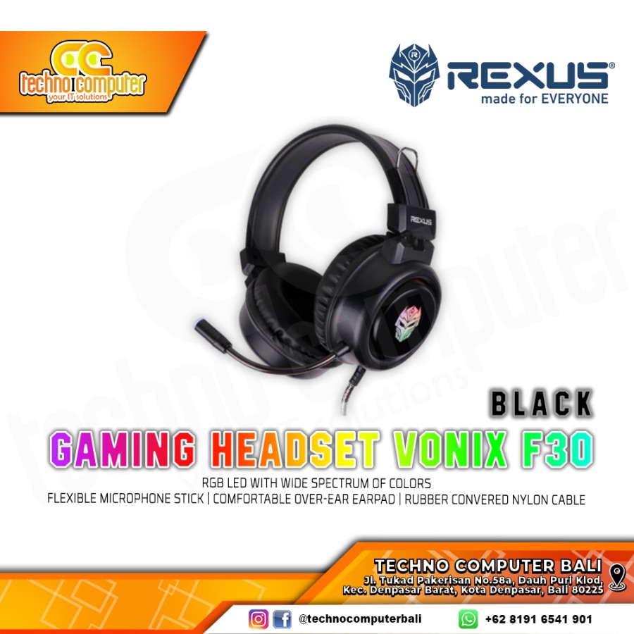 HEADSET REXUS VONIX F30 Black - Gaming Headset