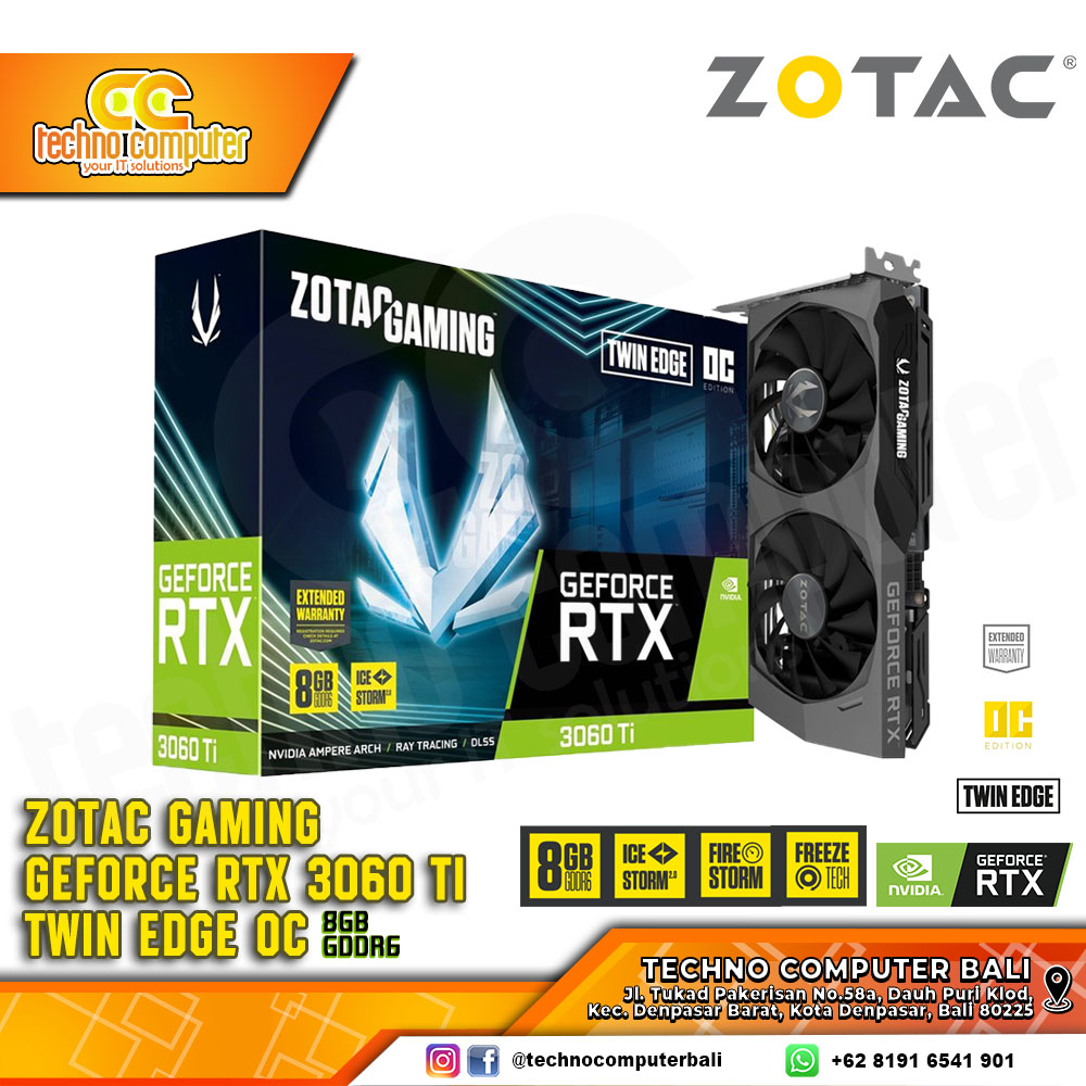 ZOTAC GAMING NVIDIA GeForce RTX 3060 Ti Twin Edge OC Edition 8GB GDDR6