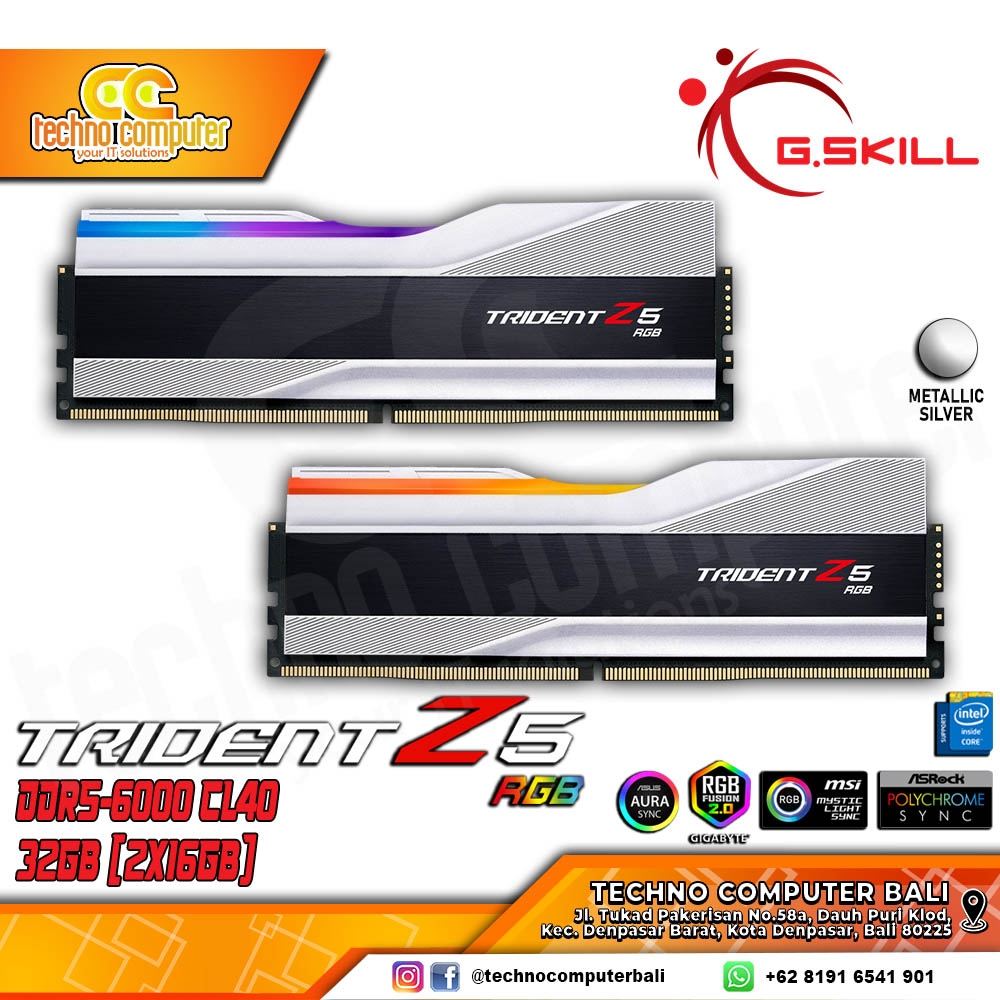 DDR5 GSKILL TRIDENT Z5 RGB 32GB (2x16GB) Kit 6000Mhz C40 - SILVER