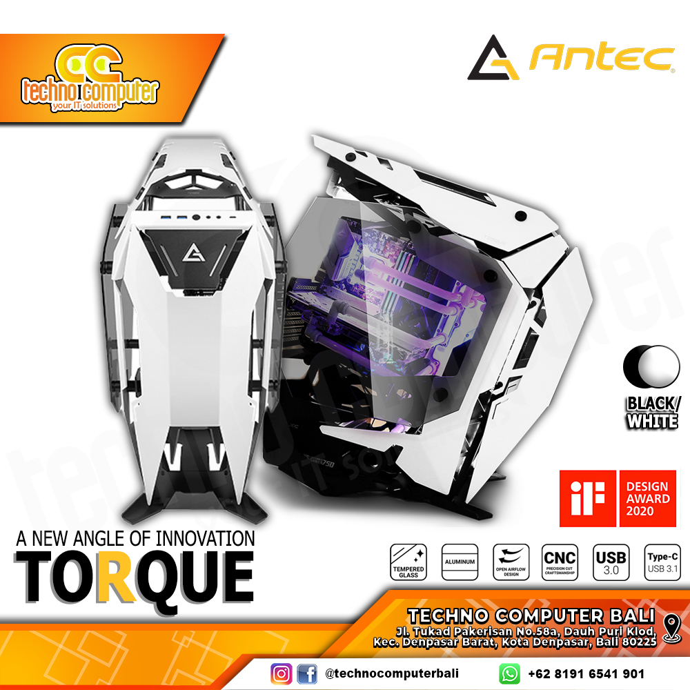 CASING ANTEC TORQUE Black/White - Mid Tower E-ATX Case Tempered Glass