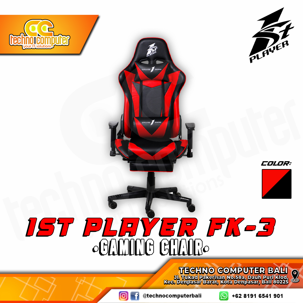 KURSI GAMING 1ST PLAYER GAMING CHAIR FK3 - BLACK RED