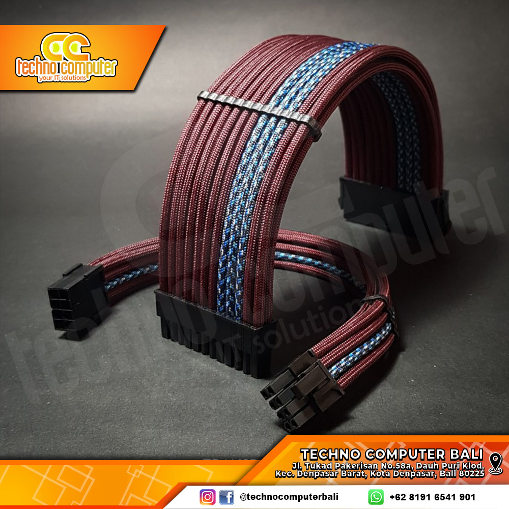 KABEL SLEEVE 8 PIN (4+4) CPU CUSTOM - GRACIEUX MAROON BLUE RED