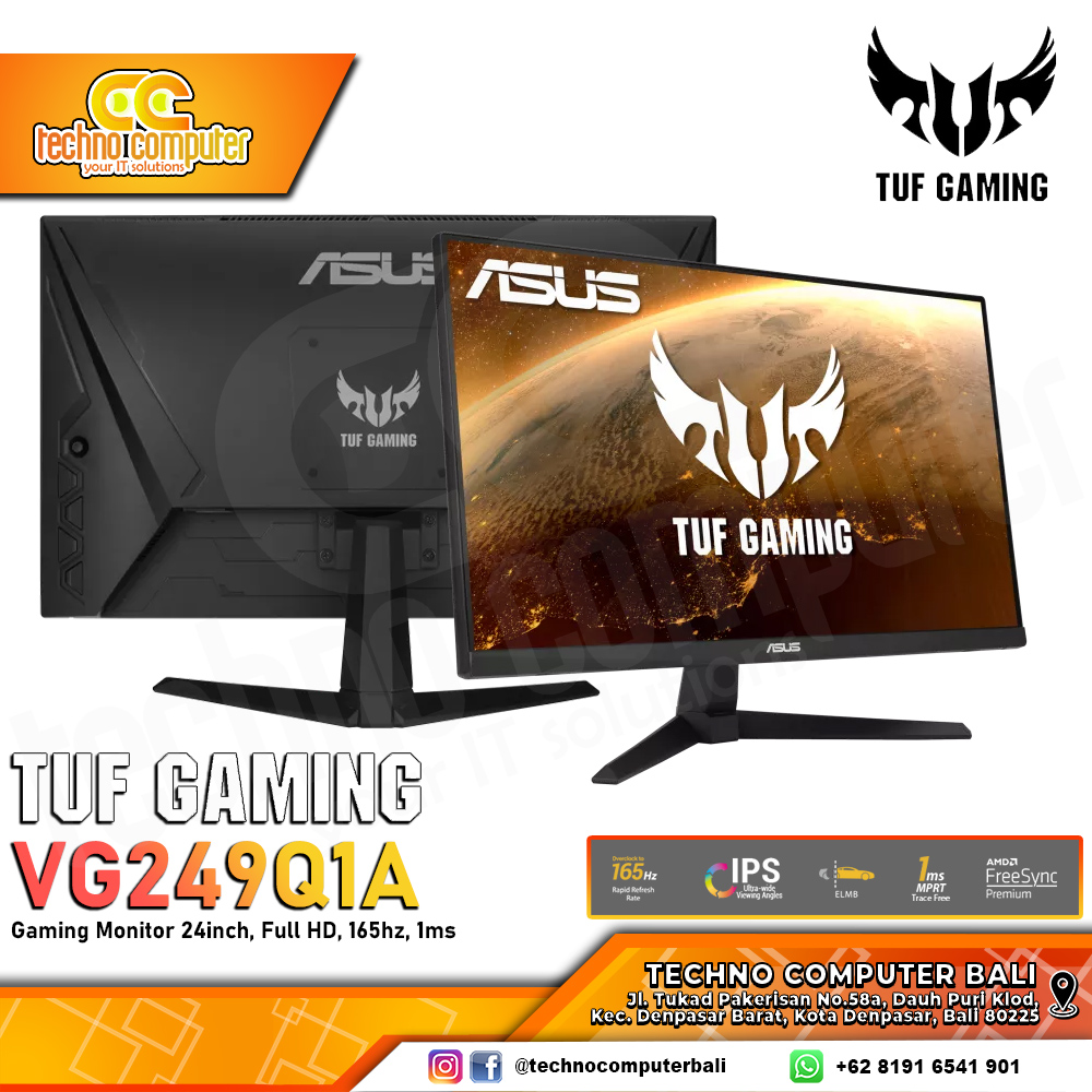 ASUS TUF GAMING VG249Q1A Gaming Monitor - 24 inch, FHD (1920 x 1080), IPS, 165Hz, 1ms, FreeSync