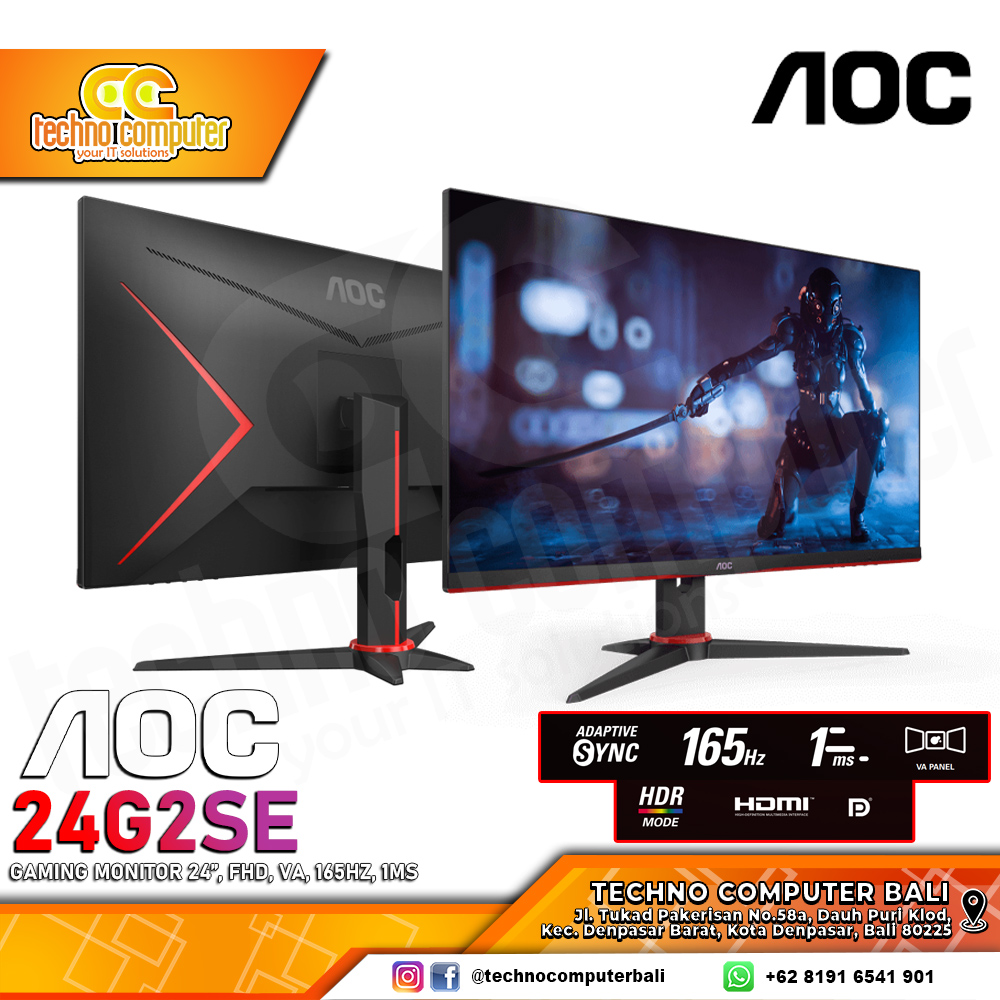 AOC 24G2SE/70 Gaming Monitor - 24 inch, FHD (1920 x 1080), VA, 165Hz, 1ms