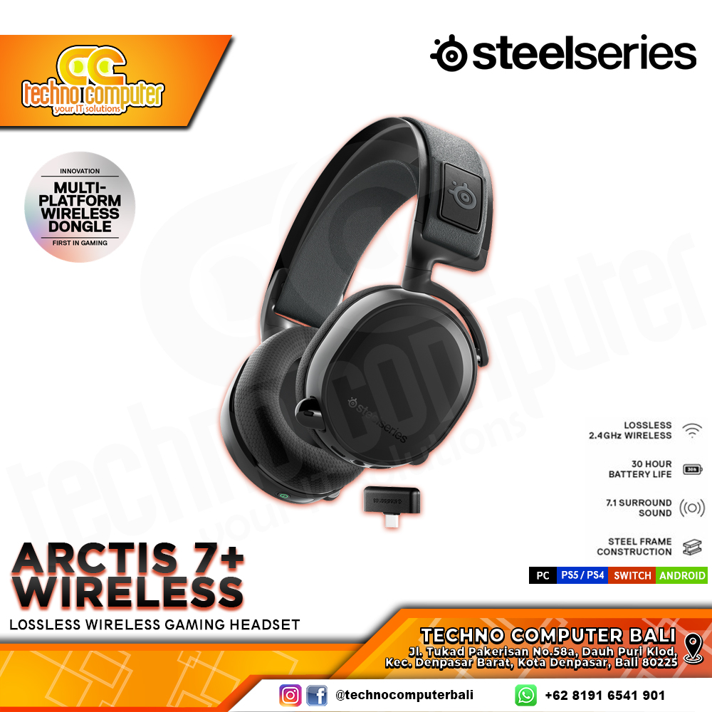HEADSET STEELSERIES ARCTIS 7+ Wireless Black - Gaming Headset