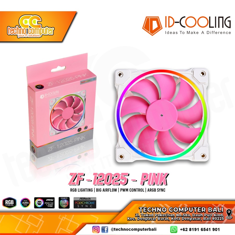 FAN CASING ID-COOLING ZF-12025 PINK - 120mm ARGB PWM Fan