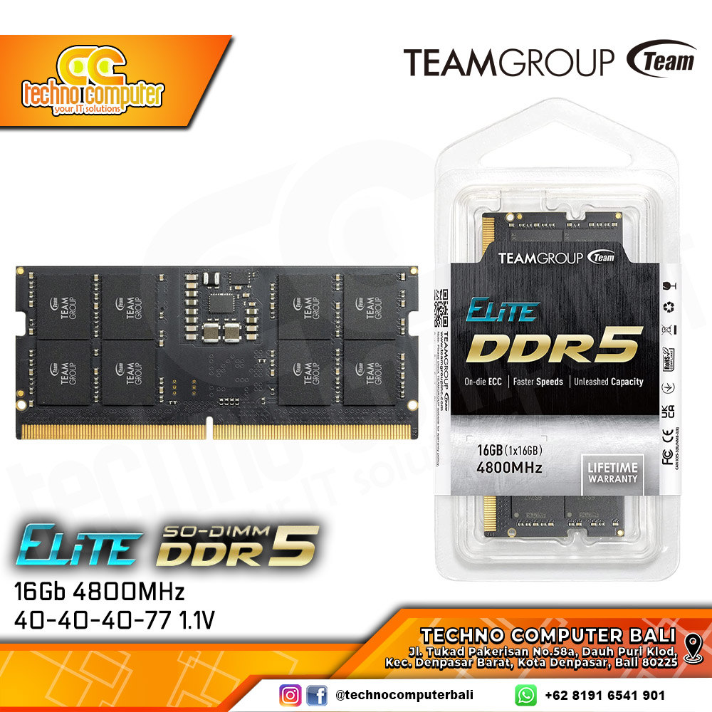 SODIMM DDR5 TEAM ELITE 16GB (1x16GB) Single 4800MHz
