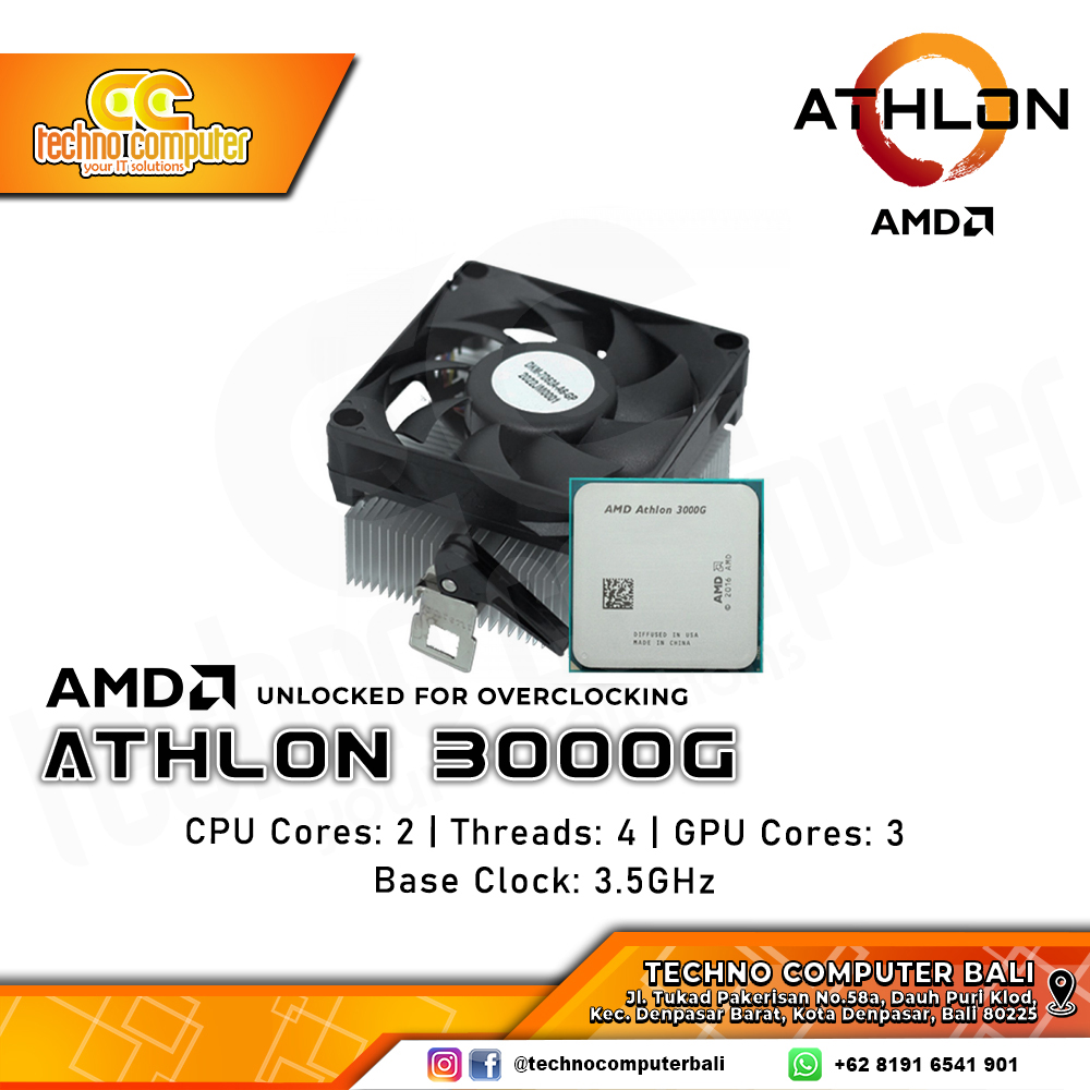 PROCESSOR AMD ATHLON 3000G MPK TRAY - 2 Cores 4 Threads 3.5Ghz - Socket AM4