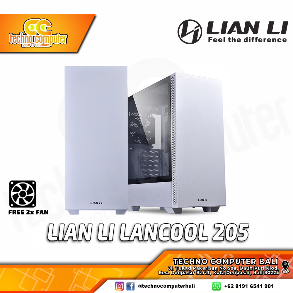CASING LIAN LI LANCOOL 205 White - Mid Tower ATX Case Tempered Glass (Free 2x Fan)