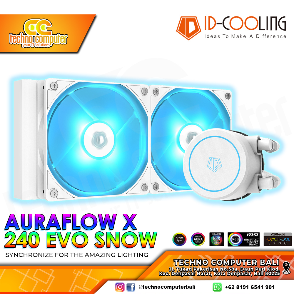 ID-COOLING AURAFLOW X 240 EVO RGB Sync SNOW - CPU Cooler - 240mm AIO Liquid Cooler