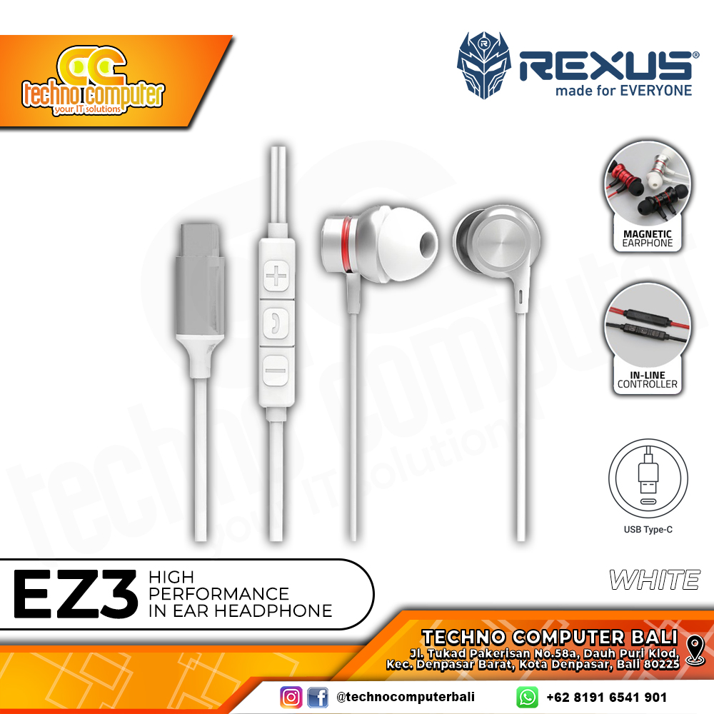 EARPHONE REXUS EZ3 Type-C Silver - Gaming Earphone