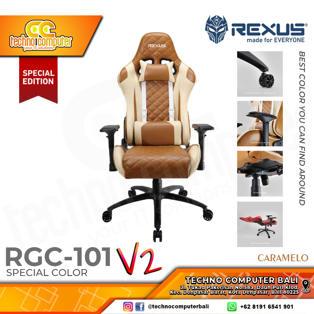 KURSI GAMING REXUS RGC-101 v2 GAMING CHAIR 4D Armrest - CARAMELO