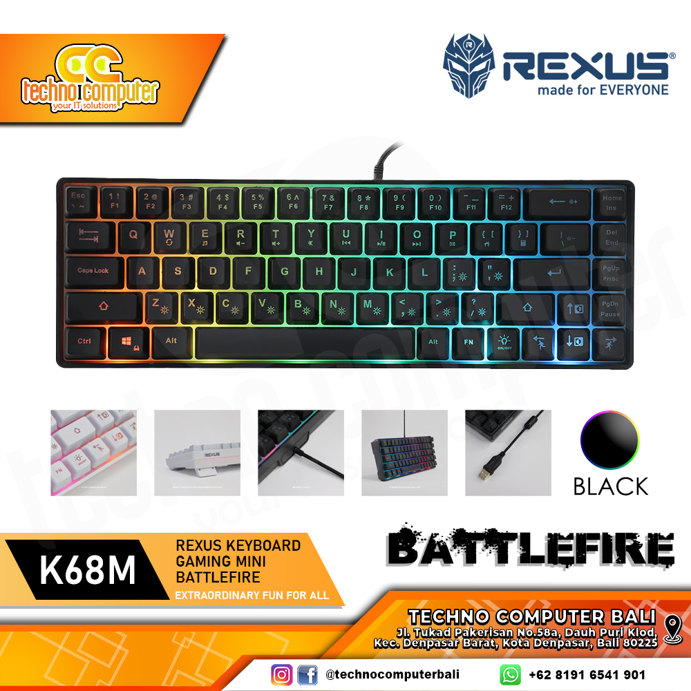 REXUS MINI BATTLEFIRE K68M Black - Gaming Keyboard