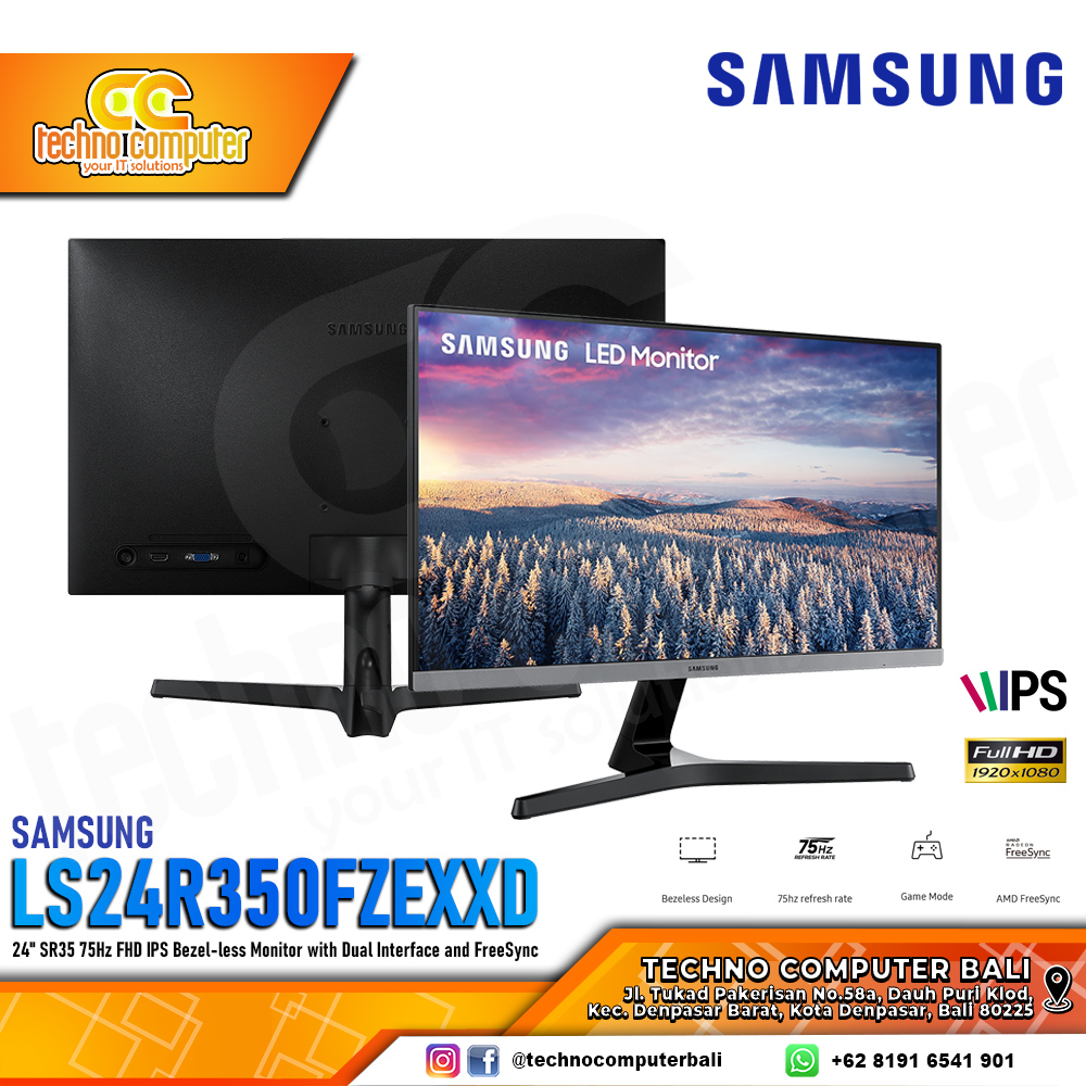 SAMSUNG LS24R350FZEXXD LED Monitor - 24 inch, FHD (1920 x 1080), IPS, 75Hz, 5ms