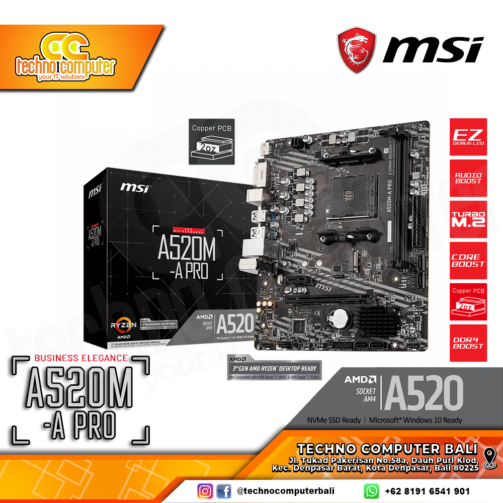 MSI A520M-A PRO - mATX, AM4, A520, DDR4