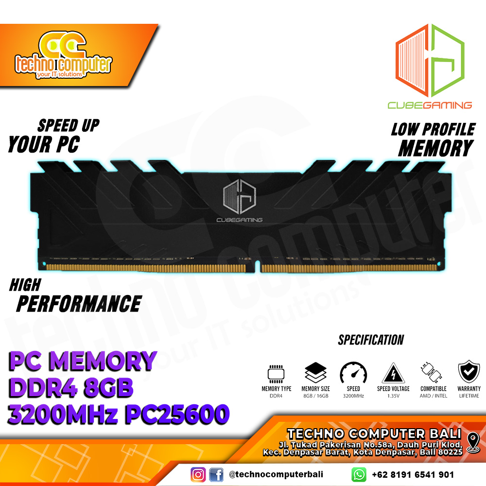 DDR4 CUBE GAMING 8GB (1x8GB) Single 3200Mhz