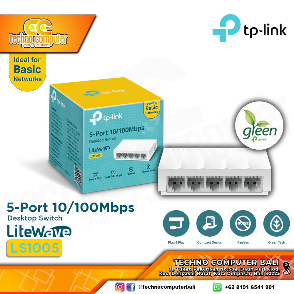 SWITCH HUB TP-LINK LS1005 5 Port 10/100Mbps Desktop Switch