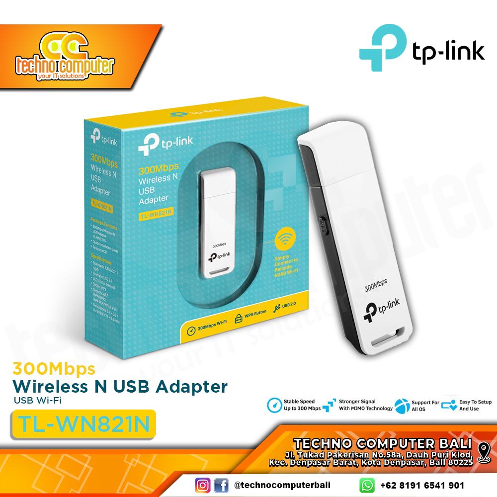 USB WIFI TP-LINK TL-WN821N ver 6.0 300Mbps Wireless N USB Adapter