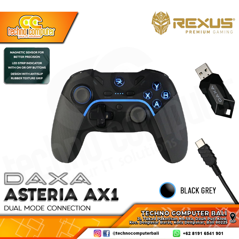 GAMEPAD WIRELESS REXUS DAXA ASTERIA AX1 Gen 1 - Black Grey