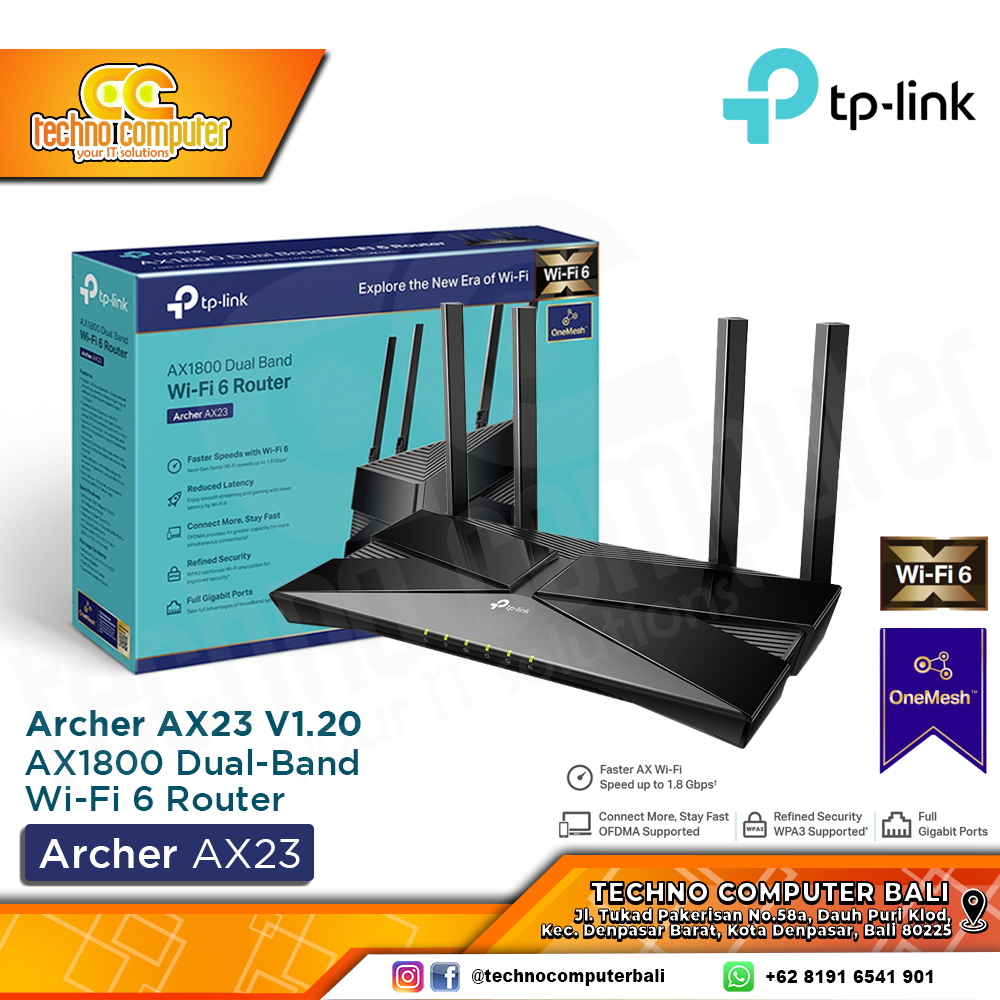 ROUTER TP-LINK Archer AX23 AX1800 Dual-Band Wi-Fi 6 Router Ver 1.20 Gigabit Wireless Router