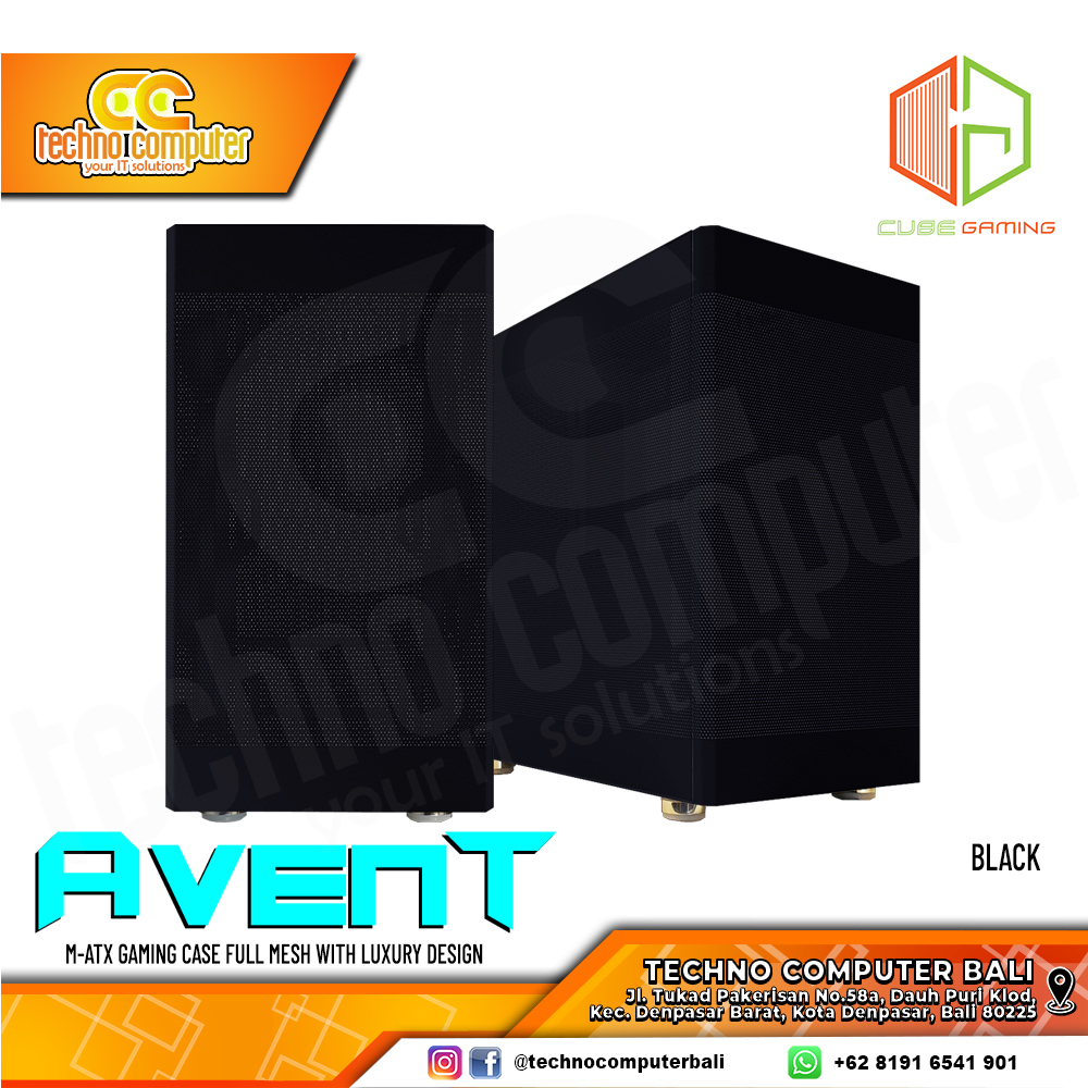 CASING CUBE GAMING AVENT Black Mesh - Mid Tower mATX Case