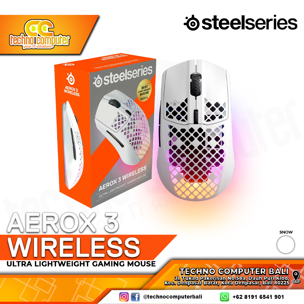 STEELSERIES AEROX 3 Wireless SNOW - Gaming Mouse Wireless