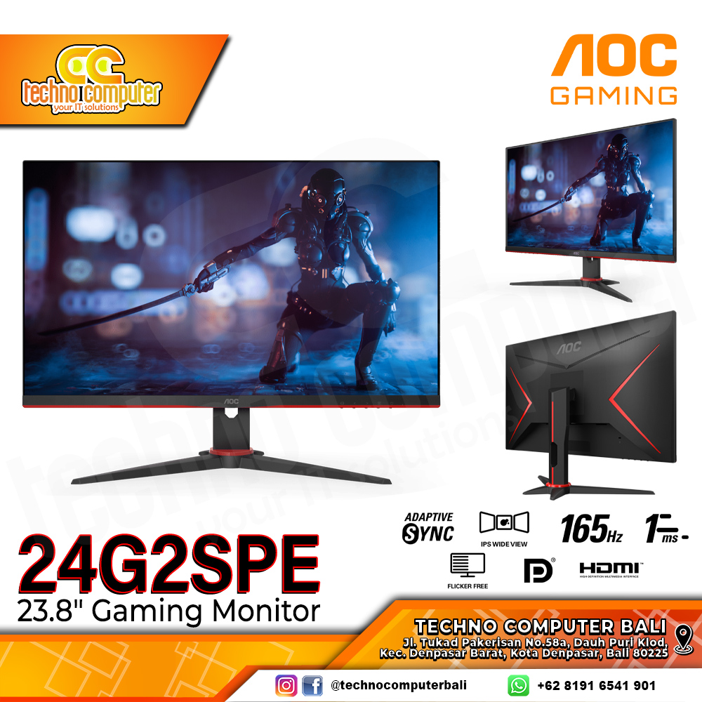 AOC 24G2SPE/70 Gaming Monitor - 24 inch, FHD (1920 X 1080), IPS, 165Hz, 1ms