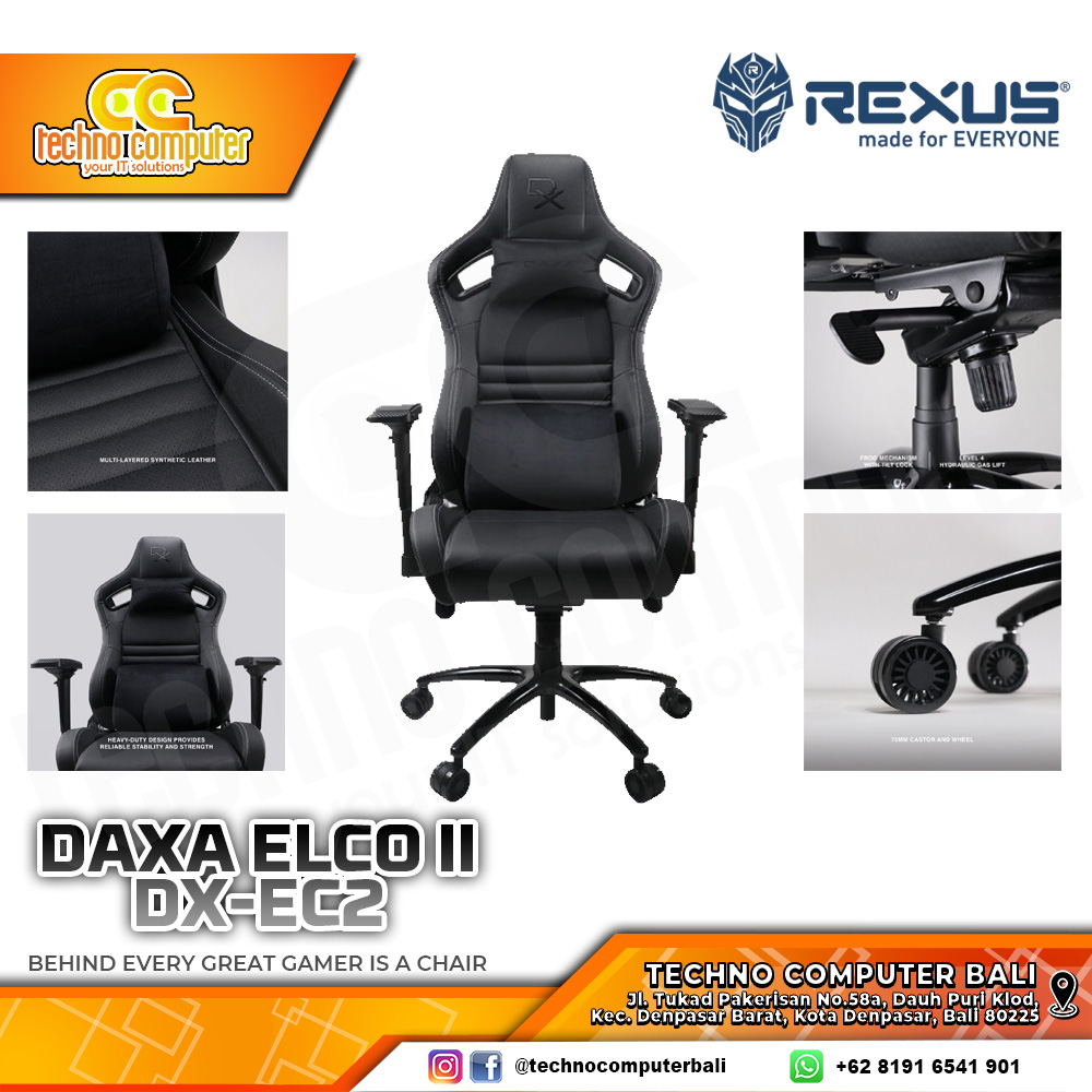 KURSI GAMING REXUS DAXA ELCO 2 DX-EC2 GAMING CHAIR 4D Armrest - BLACK