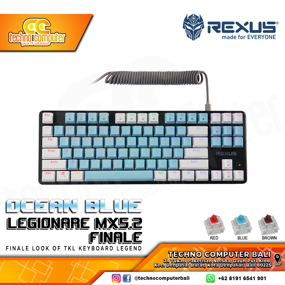 REXUS LEGIONARE MX5.2 FINALE TKL Blue/White - Mechanical Brown Switch - Gaming Keyboard