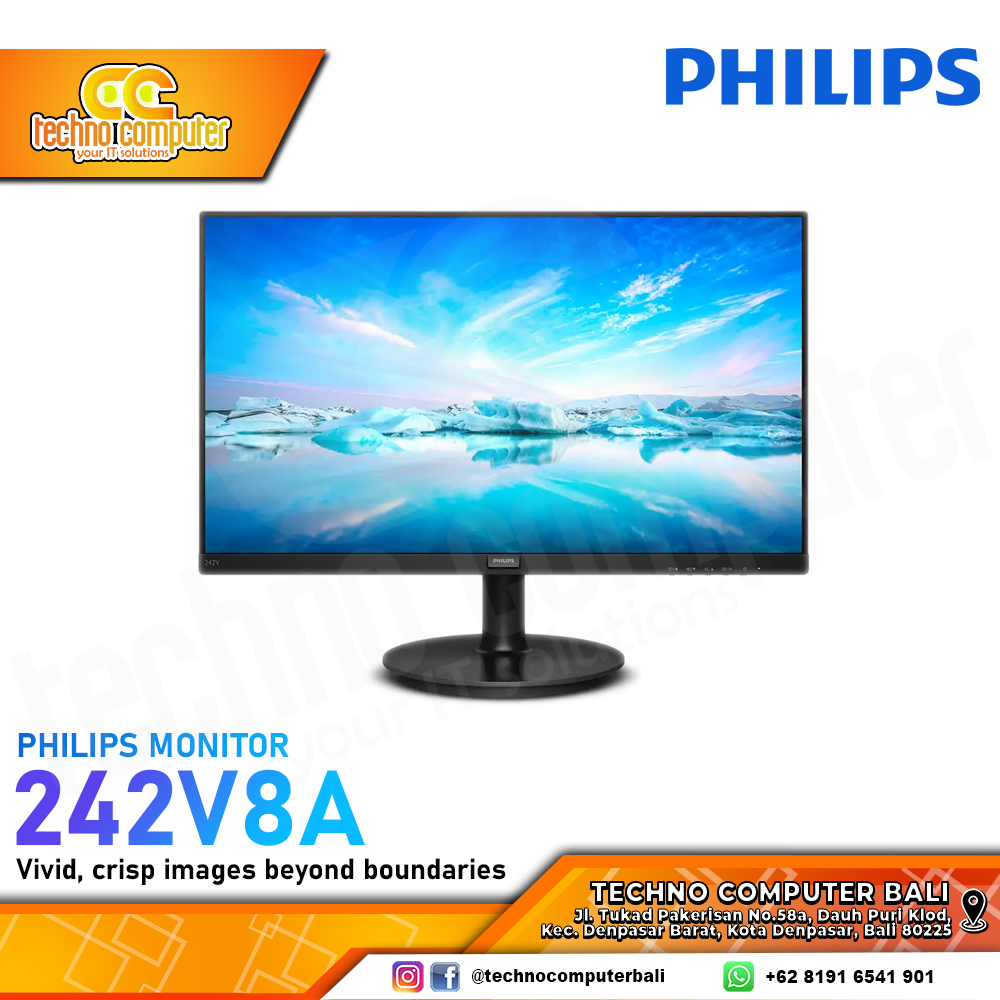 PHILIPS 242V8A/70 LED Monitor - 24 inch, FHD (1920 x 1080), IPS, 75Hz, 4ms